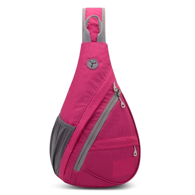 Bolsa de bicicleta de montañismo Bolsa de pecho multifuncional Bolso de hombro único con envergadura oblicua Bolsa de pecho para hombre y mujer Bolsa de deportes al aire libre rosa