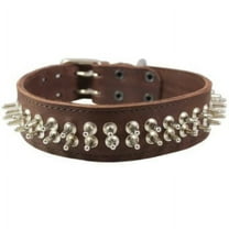 thick genuine leather spiked dog collar2 wide sized to fit 18"-22" neck. boxer, rottweiler, pit bull, bulldog