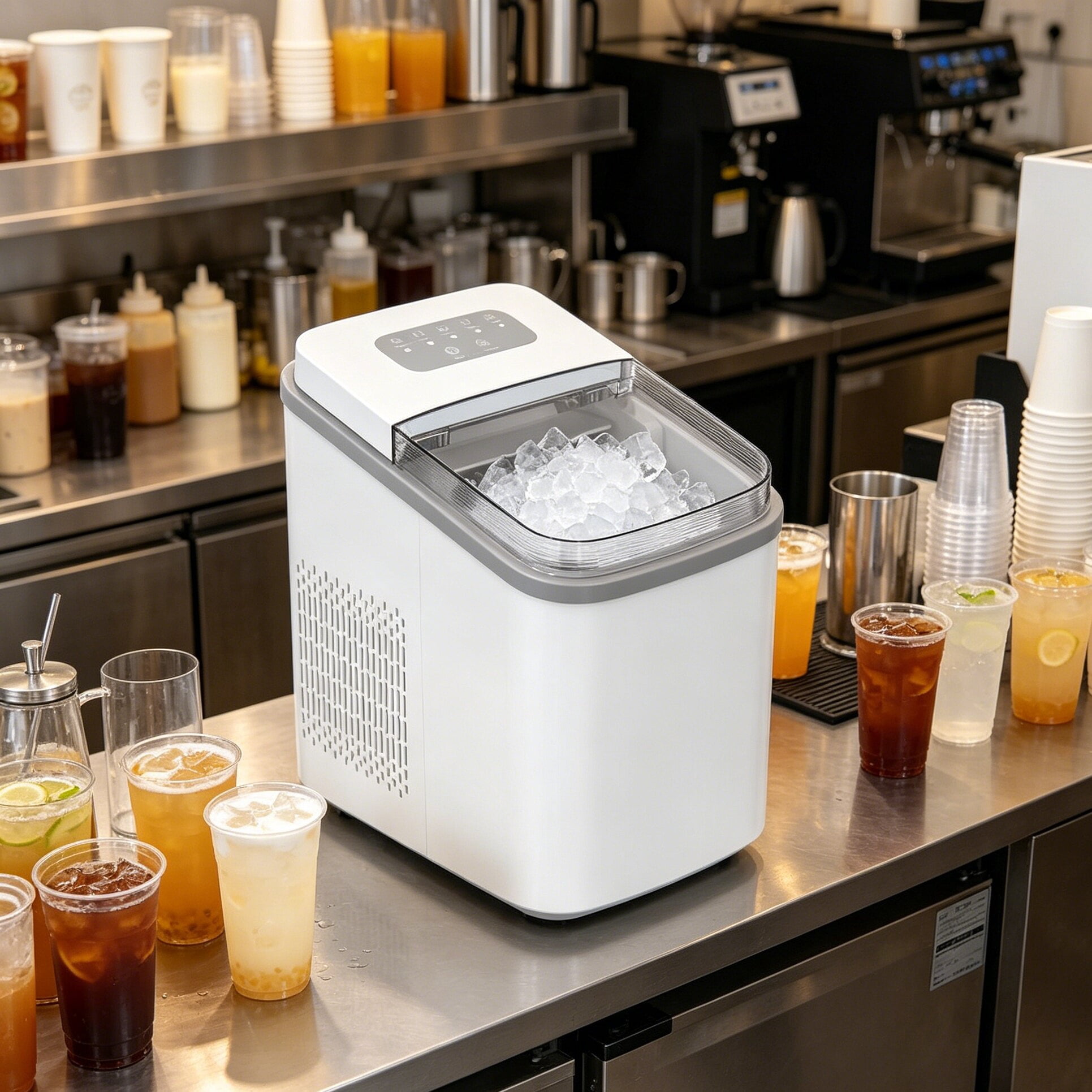 HIFOOD Fast Ice Maker Machine, Portable Countertop Ice Cube Maker with Control Panel for Home & Kitchen