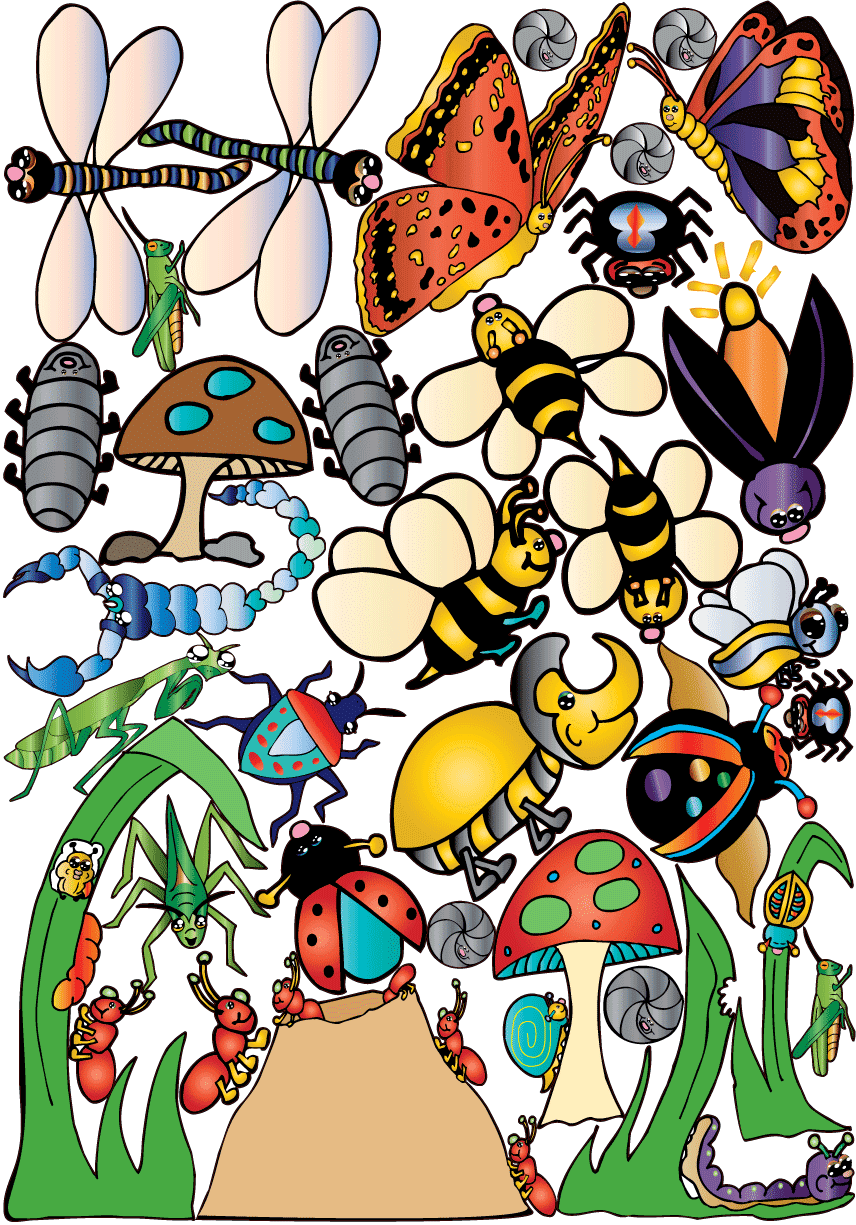 Bugs and Insect Wall Stickers Decals Presto Chango Decor multicolored Childern's Bug Wall Decor