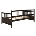 thumbnail image 5 of Wood Twin Daybed, Wooden Sofa Bed Guest Bed with Rails & Wood Slat Support, Dual-use Twin Size Platform Bed Frame for Living Room Bedroom, No Box Spring Needed  (Espresso), 5 of 8