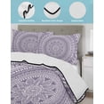 thumbnail image 4 of Quilts King Size, Purple Boho Soft Comforter Bedding Set for Bed, Mantoro Flower Modern Abstract Bohemian Floral Lightweight Quilted Bedspread with Pillow Cover(2 Pieces) for All Season, 96x106 Inch, 4 of 6