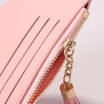 thumbnail image 2 of Cartera Cartera delgada para mujer, monedero de cuero, borlas, tarjetero con varias ranuras (rosa), 2 of 5