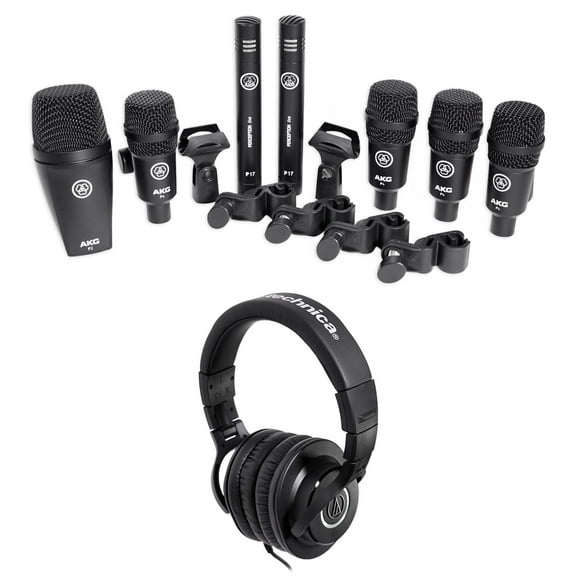 AKG Drum Set Session I (7) Mics Bass/Overhead/Snare/Tom ATH-M40X Headphones