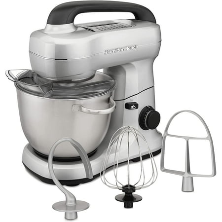 

Electric Stand Mixer 4 Quarts Dough Hook Flat Beater Attachments Splash Guard 7 Speeds with Whisk Black with Top Handle