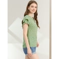 thumbnail image 4 of INSPIRE CHIC Blouse Décontractée pour Femme à Imprimé Floral, Manches à Volants, Boutonnée, Col en V, Verte, TG, 4 of 6