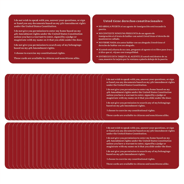 Know Your Rights Immigration Red Card - English Spanish Constitutional Rights Reminder for Immigration Encounters 50PCS,50 * Know Your Rights Card,Red