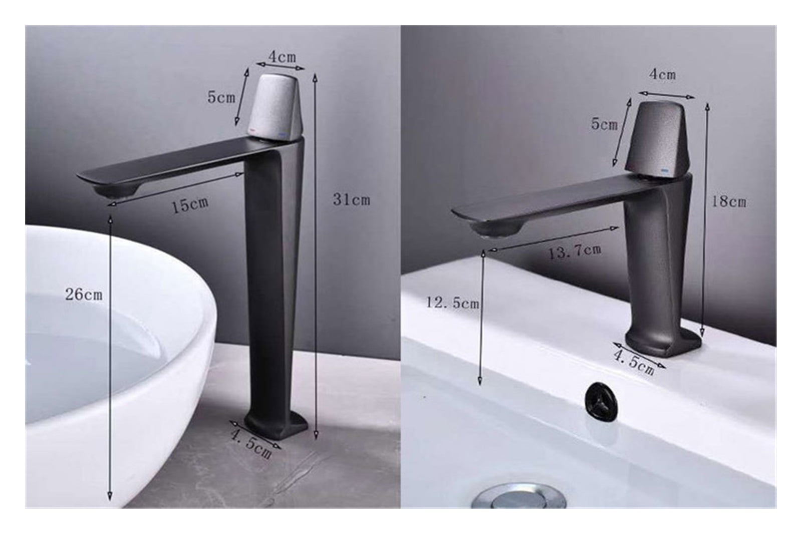 Basin Faucets Black Brass Faucet Hot and Cold Bathroom Sink Faucet Deck Mounted Toilet Nickel/Grey Color Mixer Water Tap