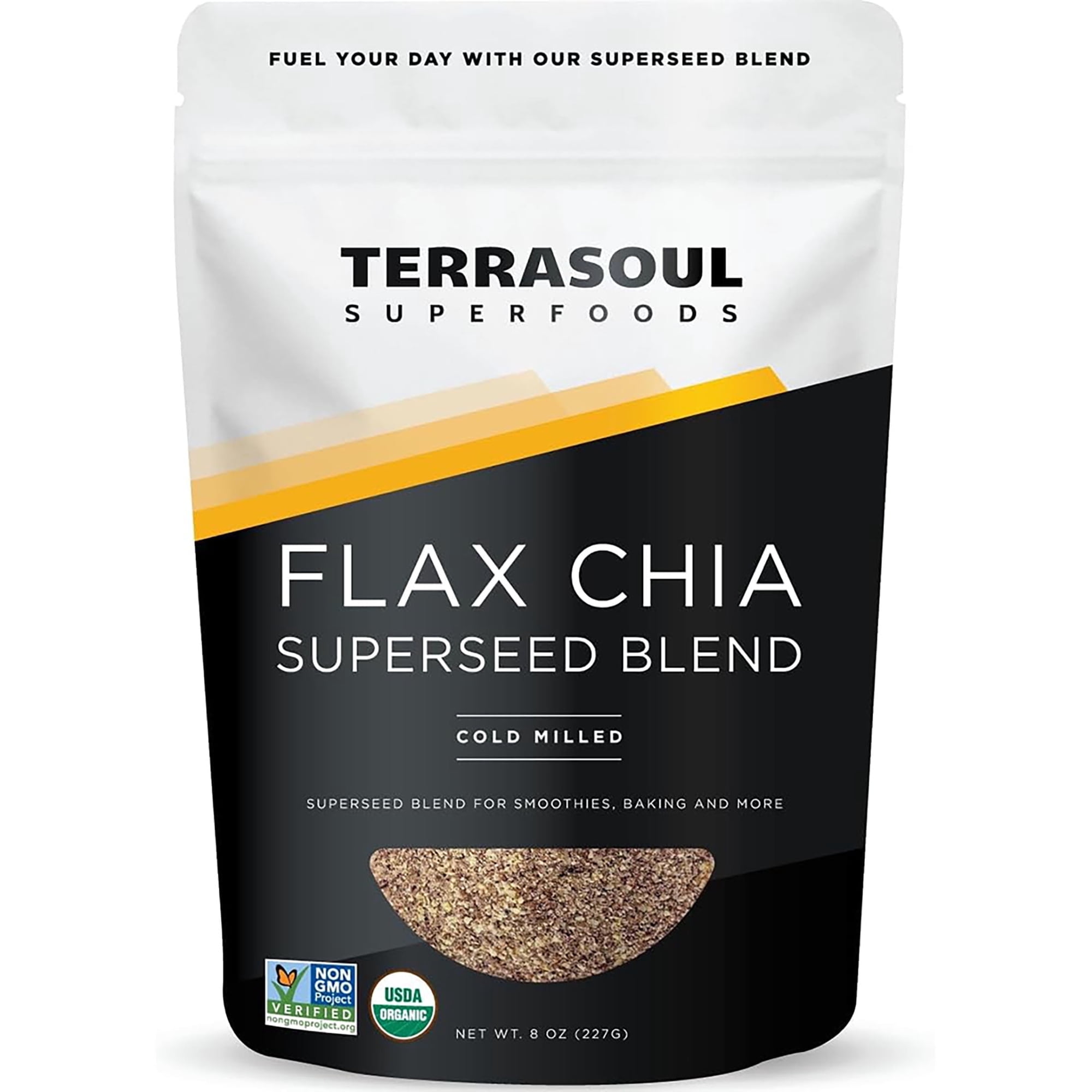 Terrasoul Superfoods Organic Flax Chia Blend, 8oz - Cold Milled Flax | Chia Seeds | Superseed Boost for Energy & Wellness