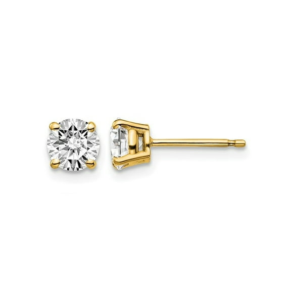 1.00 Carat (Ctw VS2-SI1, D-E-F) Lab Grown Diamond Solitaire Stud Earrings in 14K Yellow Gold for Women