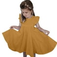 thumbnail image 2 of Kwasome Summer Dresses Girls Party Dresses For Toddler Girls 2T Kids Girls Toddler Solid Fly Sleeves Lace Princess Girls Dress Cloths 12-24 Months,Yellow, 2 of 4