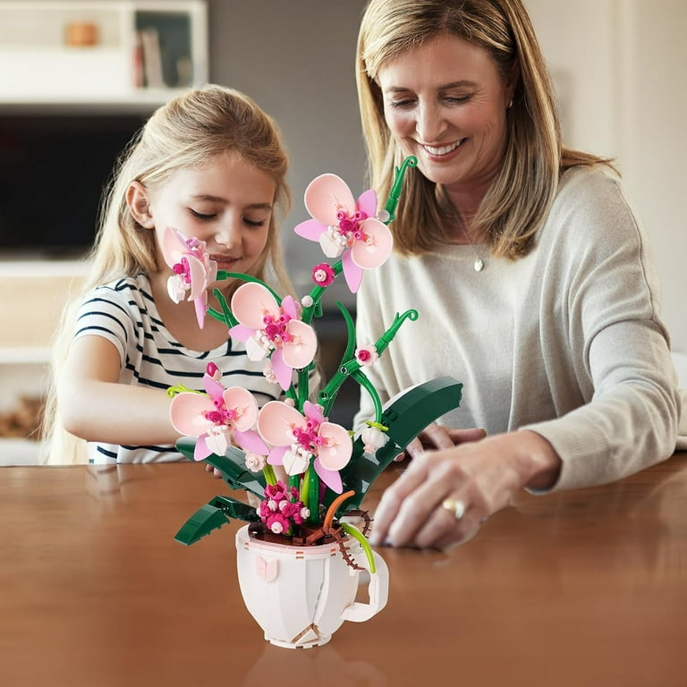 GZBrick Orchid Flowers Building Set, DIY Floral Display Kit for