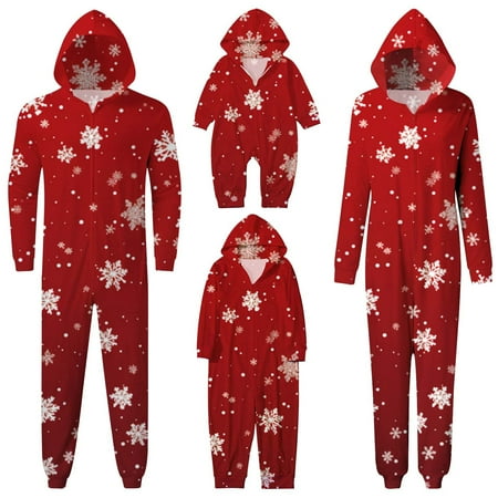 

Daznico Christmas Pjs for Family Family Matching Christmas Pajamas Snowflake Print Hooded Loungewear (Baby) Family Christmas Pajamas Matching Sets(Size:Baby: 9M)