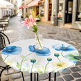 thumbnail image 3 of Blue Poppy Elastic Fitted Round Table Cover Watercolor Waterproof Outdoor Tablecloth for Holiday Party, Picnic, Patio & Dining Fits Tables Up to 45"-54", 3 of 8