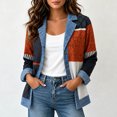 thumbnail image 4 of thefmos Women's Collared Button Front Long Sleeve Jacket Denim Color Block Patchwork Casual Outerwear Fashion Spring Fall Outfit, Black S, 4 of 7