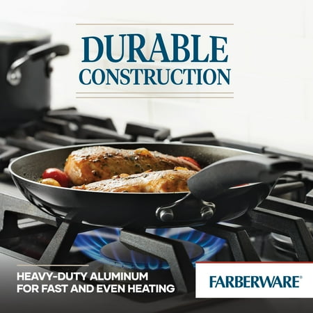 Farberware Easy Clean 22 Pcs Nonstick Cookware Set Includes Griddle Pan and Cooking Tools, Dishwasher Safe, Black