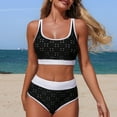 thumbnail image 6 of Duqingm Women'S Bikini Swimsuits Women's High Waisted Bikini Deep V Neck Two Piece Swimsuit Tummy Control Bathing Suits Black,M, 6 of 7
