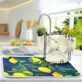 thumbnail image 4 of GZHJMY Fruit Floral Dish Drying Mat Lemon Peacock Blue Leaves Microfiber Absorbent Drying Pad Heat Resistant Kitchen Countertop Island Protector Holiday Gift 16" × 18", 4 of 6