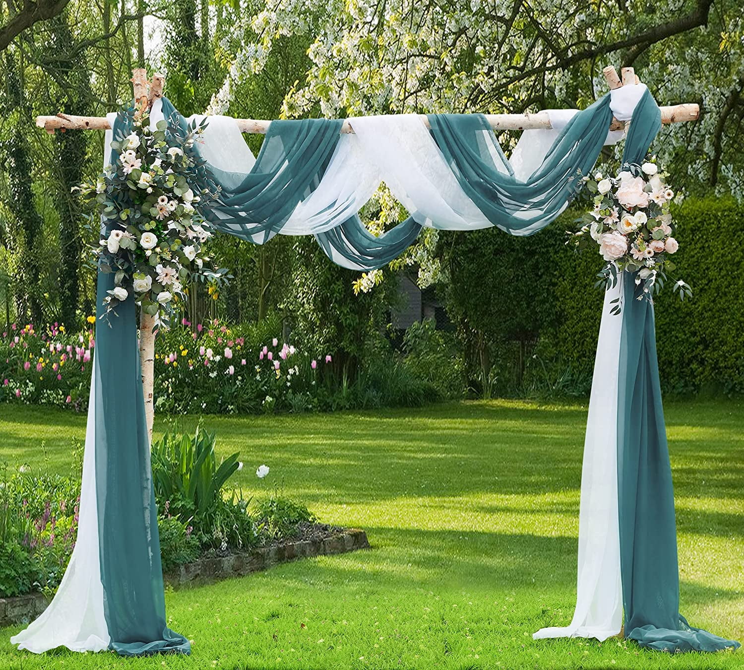 Warm Home Designs 55" W x 144" L Dusty Blue Bed Canopy Curtains for Twin Bed. BC D Blue 144