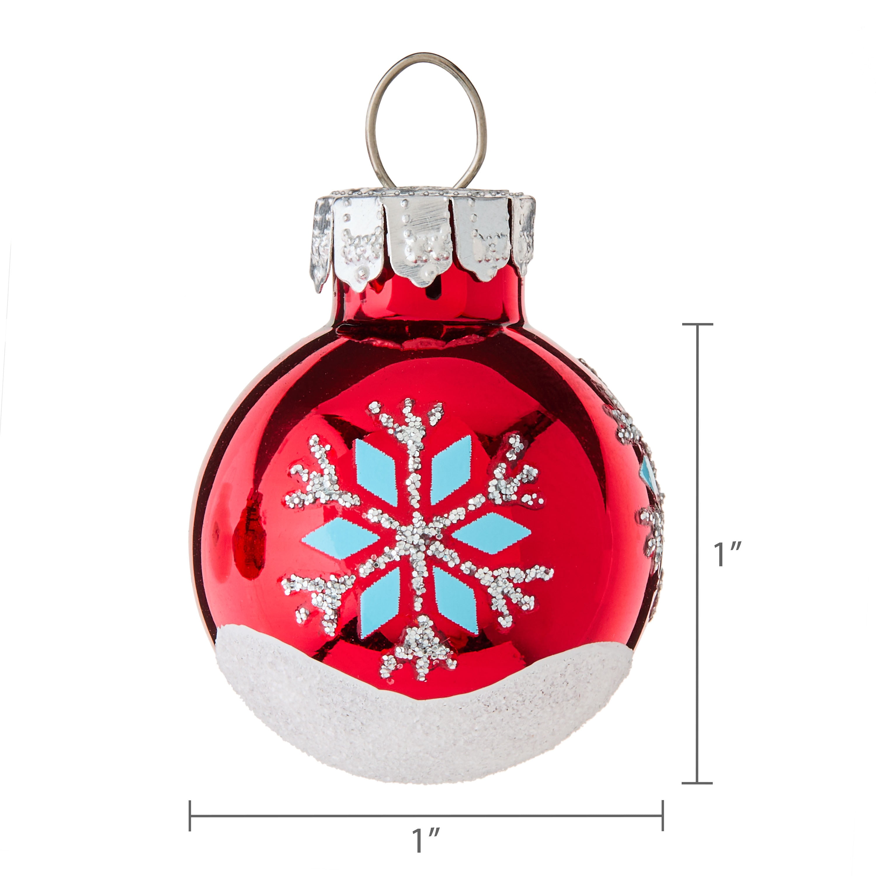 16-Count Red and White Mini Glass Ball Christmas Ornaments, 1", by Holiday Time