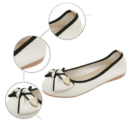 XDDST Women s Shoes Flat Ladies Large Size Single Shoes Simple Pure Colour Bowknot Rhinestone Low Heel Flat Bottom Single Shoes Loafers