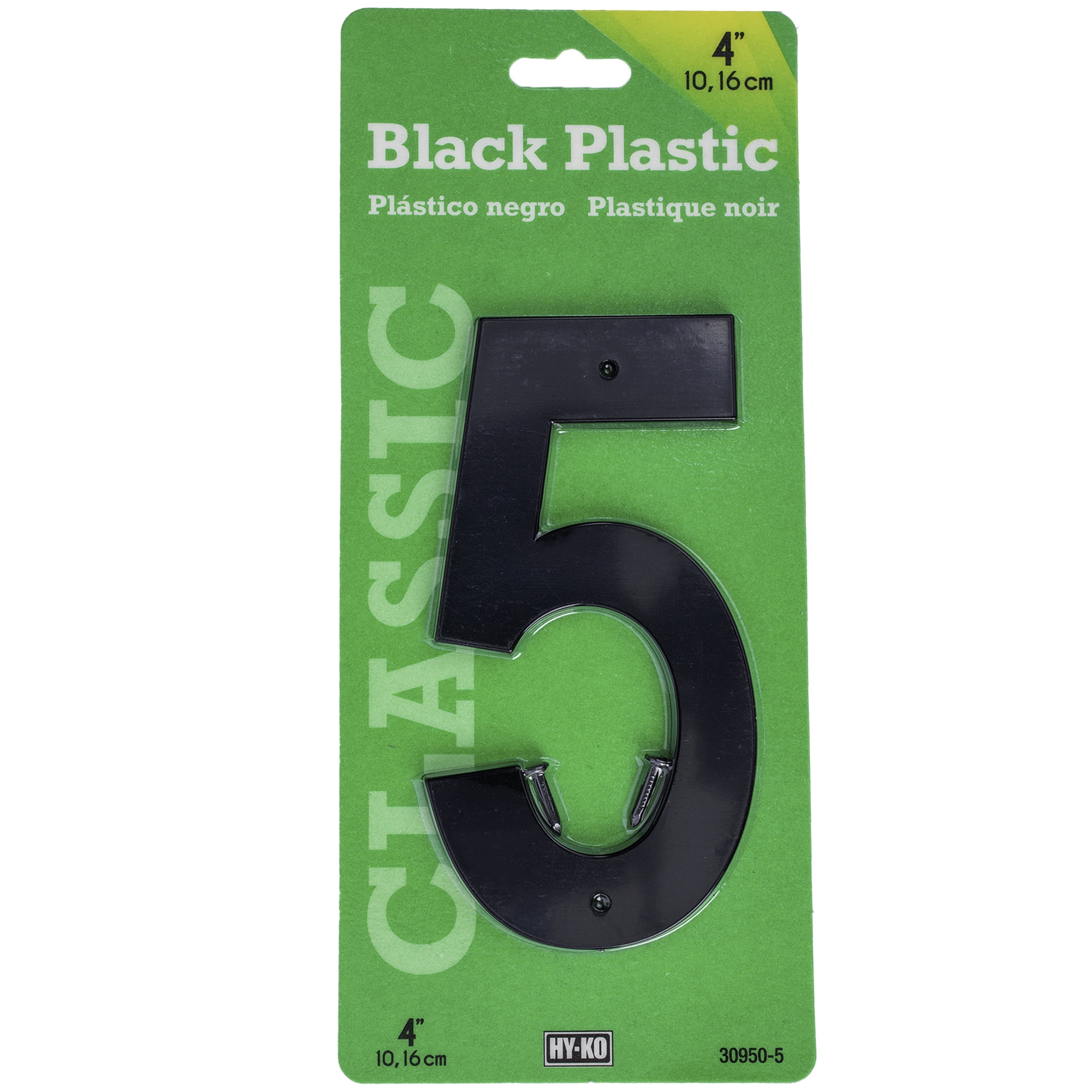 HY-KO 4" BLACK PLASTIC MODERN NUMBER 5
