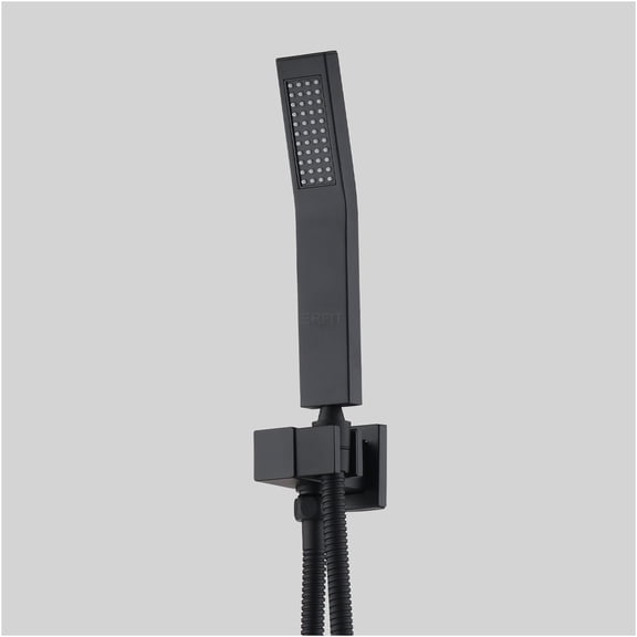 JERFIT 10-inch Rain Shower Head and Handheld Shower Combo, Matte Black Ceiling Mounted Shower System, All-Brass Construction