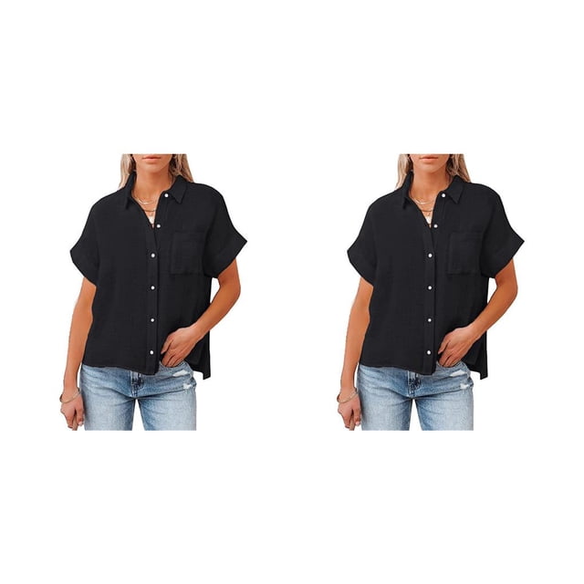 Qarigey Blusa de algodón de manga corta para mujer, camisa informal para niñas, vacaciones en la playa, compras, ropa de moda, Top de verano Type4 NO4