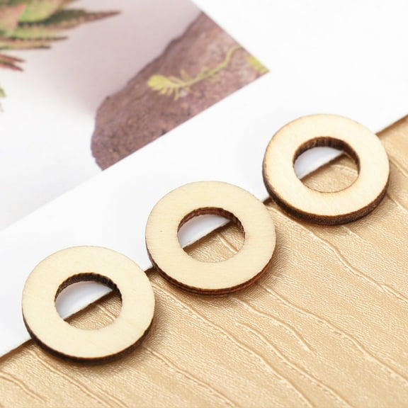 MIPCASE 200pcs Decorative Wood Rounds for Crafts Natural Wood Color Personalization Hollowed Out Circles for Plaques