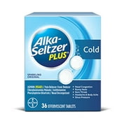 Angle View: 5 Packs Alka-Seltzer Plus Cold Formula Effervescent Tablets Original 36 Count Ea