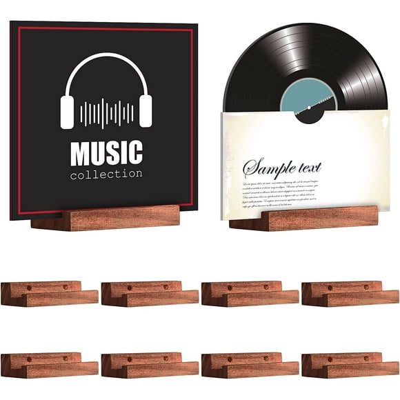 Weysat 10 Pcs Vinyl Wall Mount Wood Record Holder Wall Mount 4 Inch Album Display Shelf for Lp Cd Book Vintage Home Decor(Deep Brown, 4 Inch)