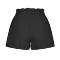 thumbnail image 5 of Htigea Women's Linen Shorts Summer Ruffled Elastic Waist Drawstring Shorts Wide Leg Roll Hem Short Pants Solid Casual Loose Fit Shorts with Pockets Black M, 5 of 6