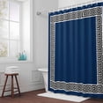 thumbnail image 5 of Geometric Greek Key Design Fabric Shower Curtain Navy Blue Washable Shower Curtains for Bathroom, Waterproof Bath Curtain with Hooks Home Decor 72x84in, 5 of 8