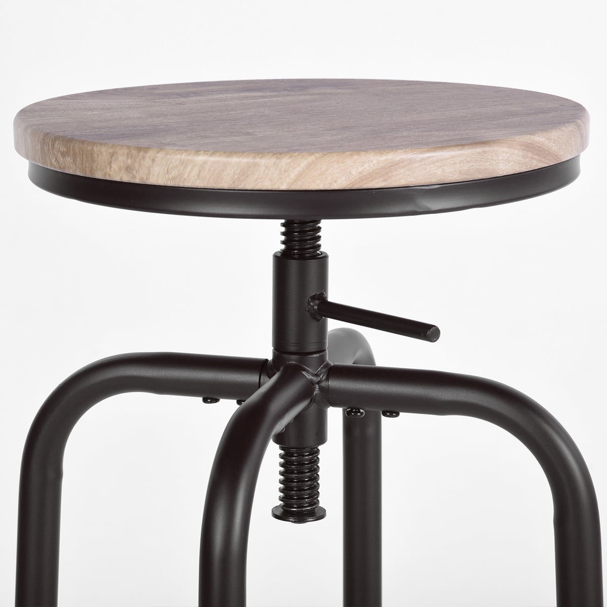 Kepooman 27" Industrial Vintage Bar Stools Set of 2, Counter Height Leather Bar Stools, Metal Frame Wooden Top Stool