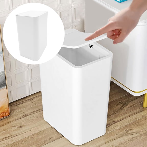 Durable Plastic Square Flip Top Trash Can Convenient Lid Operation Ideal For Home Use Other Cleaning Supplies