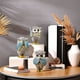 thumbnail image 5 of Estatuas de búhos sabios | Figuras de "No oigo, no veo, no digo el mal" | Decoración de resina para estantería, repisa u oficina | Decoraciones con detalles en naranja y azul, 5 of 6