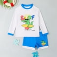 thumbnail image 6 of Kids Boys UPF 50+ UV Swimwear Sun Protective Long Sleeve Two Piece Swimsuit Cartoon Printed Swimwear BlueWhite 8Years, 6 of 8