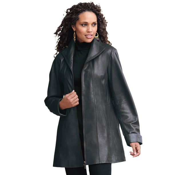 Roaman's Women's Plus Size Jacket Leather Jacket - Walmart.com