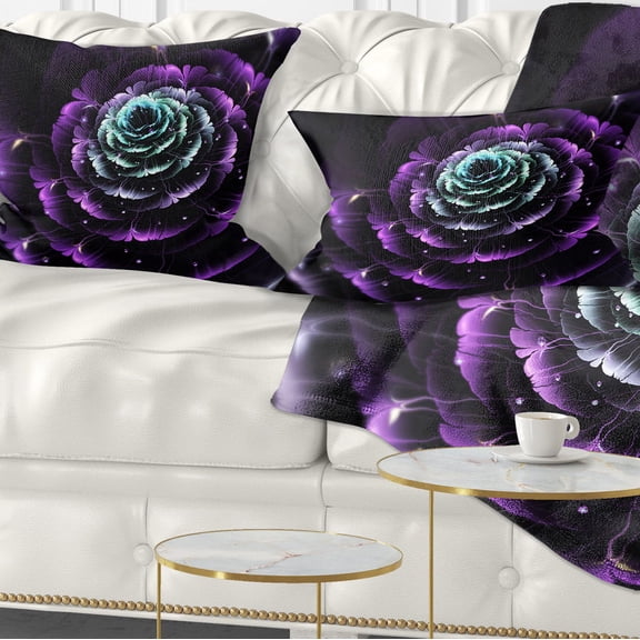 Designart 12" x 20" Purple Polyester Throw Pillow