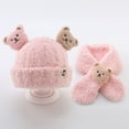 thumbnail image 2 of vnanda Autumn Winter Hat Scarf Set Baby Winter Hat Scarf Set with Cartoon Bear Decor Soft Plush Knitted Unisex Neck Wrap for Resistance Kids Autumn/winter, 2 of 8
