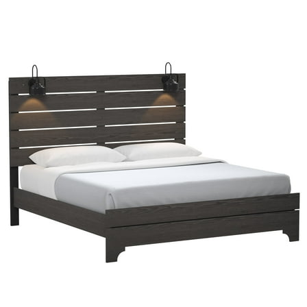 Newboti Furniture Junipe Brown Queen Bed With Lights 0002