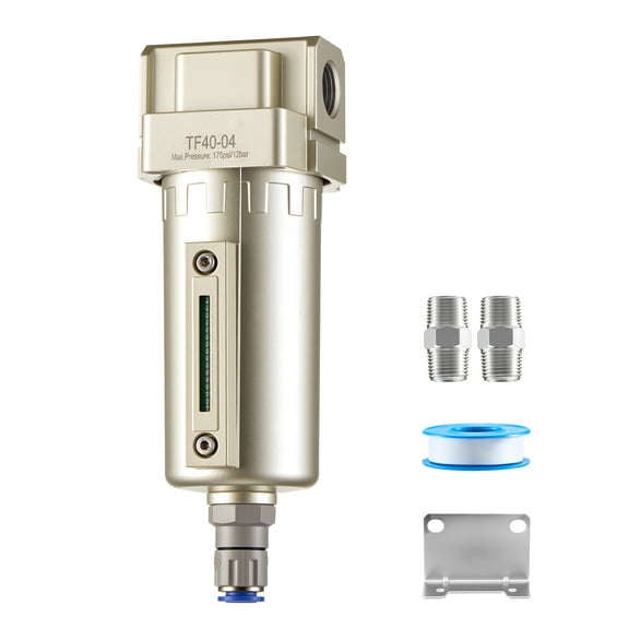 KFFKFF Air Compressor Filter, 1/2" NPT Air-Dryer with 5μm Brass Element, Automatic Drain Water Separator, 175 PSI Max Pressure, Durable Aluminum Alloy Bowl