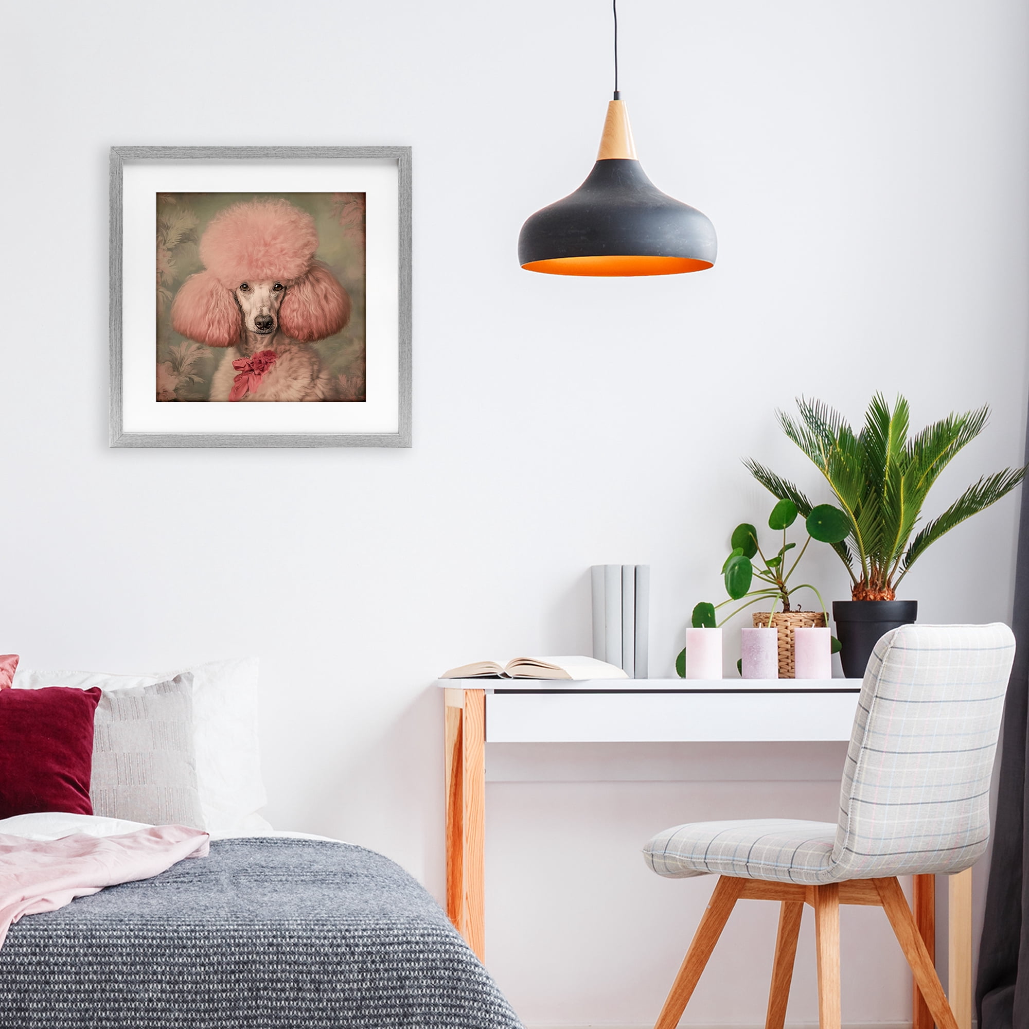 Stupell Industries Miss Baroness Blush Gray Framed Print Under Glass, design by Tina LeCour