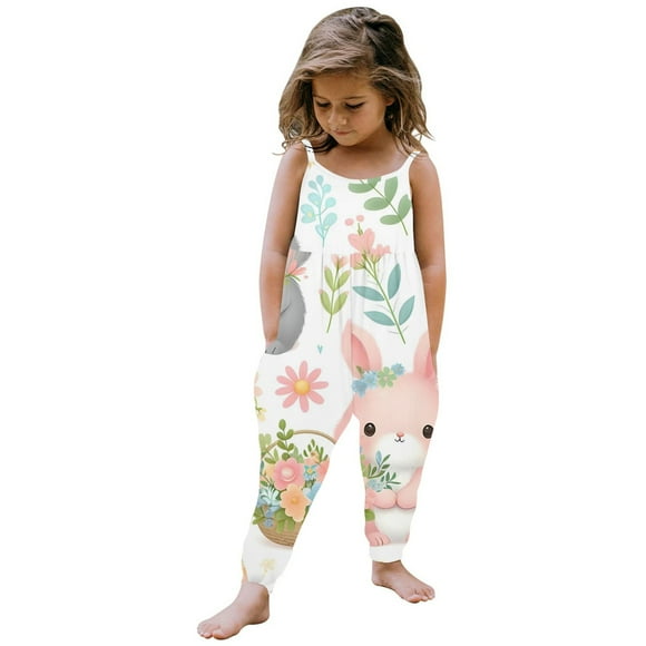 Kids Girls Jumpsuits Overalls Girls Summer Clothes Loose Rompers Adjustable Long Pants Girls Clothes Size 9-10 Years
