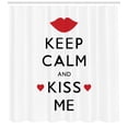thumbnail image 3 of Ambesonne Keep Calm Shower Curtain, Kiss Me Red Hearts, 69"Wx84"L, Black Red White, 3 of 3