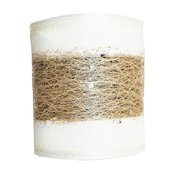 CuiLiyq Ivory Wired Satin Ribbon, Glitter Stripe Light Cream, for Christmas Tree Gift Wrapping Floral Arrangements Bows Wreaths Garland Topper Holiday Decor (16.4 Ft x 2.5 In)