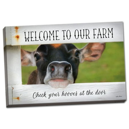 Cow Decor - Gango Home Decor Country-Rustic Welcome Cow by Lori Deiter (Ready to Hang); One 18x12in Hand-Stretched Canvas