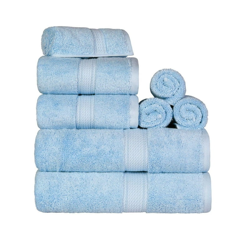 Solid Luxury Premium Cotton 900 GSM Highly Absorbent 2 Piece Bath Towel  Set, Light Blue by Blue Nile Mills