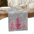 thumbnail image 4 of Abstract Christmas Tree Table Runner-Cotton Linen- 48 Inch Holiday Dresser Scarves, Blush Pink Xmas Snowflake Grey Tablerunner for Kitchen Coffee/Dining Bedroom Living Room Dinner Scarf Décor 13x48, 4 of 7
