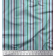 thumbnail image 1 of Soimoi Blue Japan Crepe Satin Fabric Vertical Stripe Print Fabric by Yard 42 Inch Wide, 1 of 3